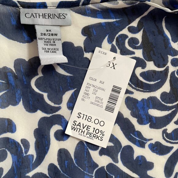 Catherines Lightweight Sheer Wrap Blue Floral Kimono Cardigan Plus Size 3X u - Picture 8 of 11